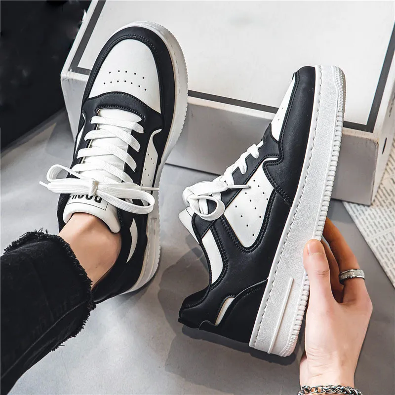 Nouvelles baskets blanches respirantes pour étudiants masculins, chaussures de sport décontractées à semelle épaisse, chaussures